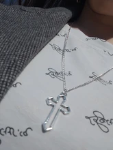 Collar con colgante gótico de Cruz hueca para hombre y mujer, collar de estilo callejero, Color plateado, regalo, joyería de cuello al por mayor