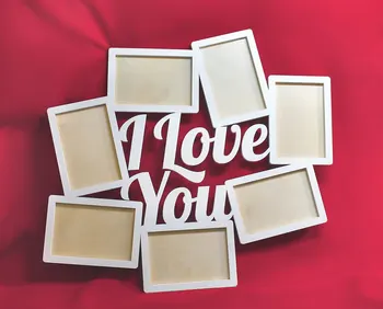 

Photo frame collage made of wood "I love you" on 7 photos