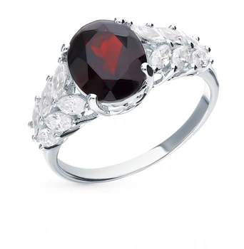 

Silver ring with cubic zirconia and Garnet sunlight sample 925