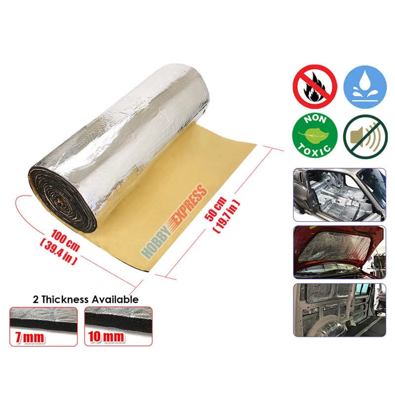 Arrowzoom 1 Meter Self-Adhesive Fire-proof Pipe Insulation Rubber Foam Mat Sound Deadening Aluminum Foil Face | Дом и сад
