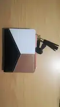 Cartera con cremallera corta para mujer, cartera con cremallera corta, versión coreana, cosida, borla de contraste, monedero, tarjetero