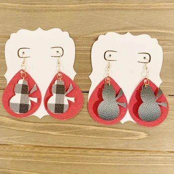 

new! new arrival faux leather earrings snowman earrings new year gift for mom we can customize