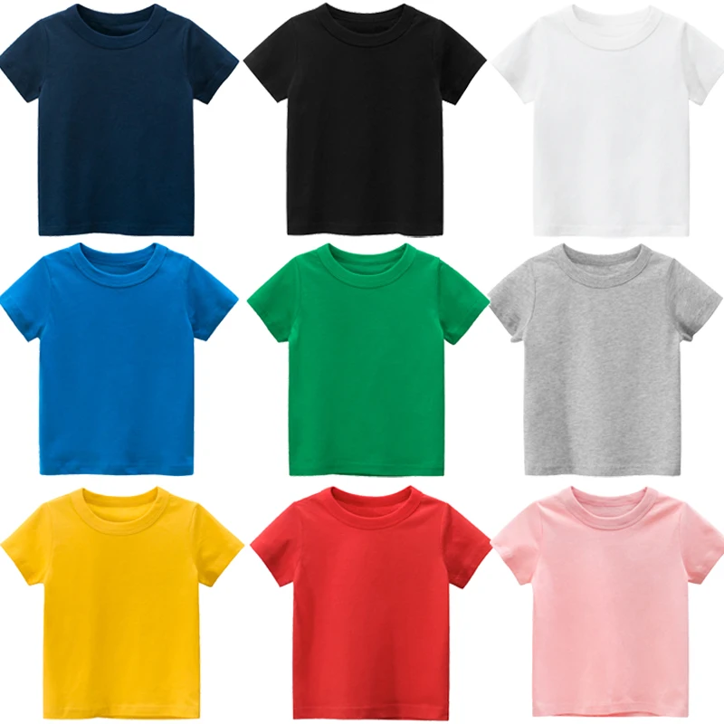 Kids Plain T Shirt Tops for Child Boys Girls Baby Toddler Solid Blank  Cotton Clothes White Black Children Summer Tees 1-8 Years - AliExpress