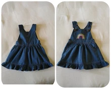 Blotona-Falda vaquera con tirantes para niñas pequeñas, mono y pantalones, ropa bordada con arcoíris a juego, 0-5 años