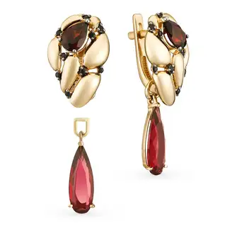 

Gold earrings with cubic zirconia and Garnet sunlight