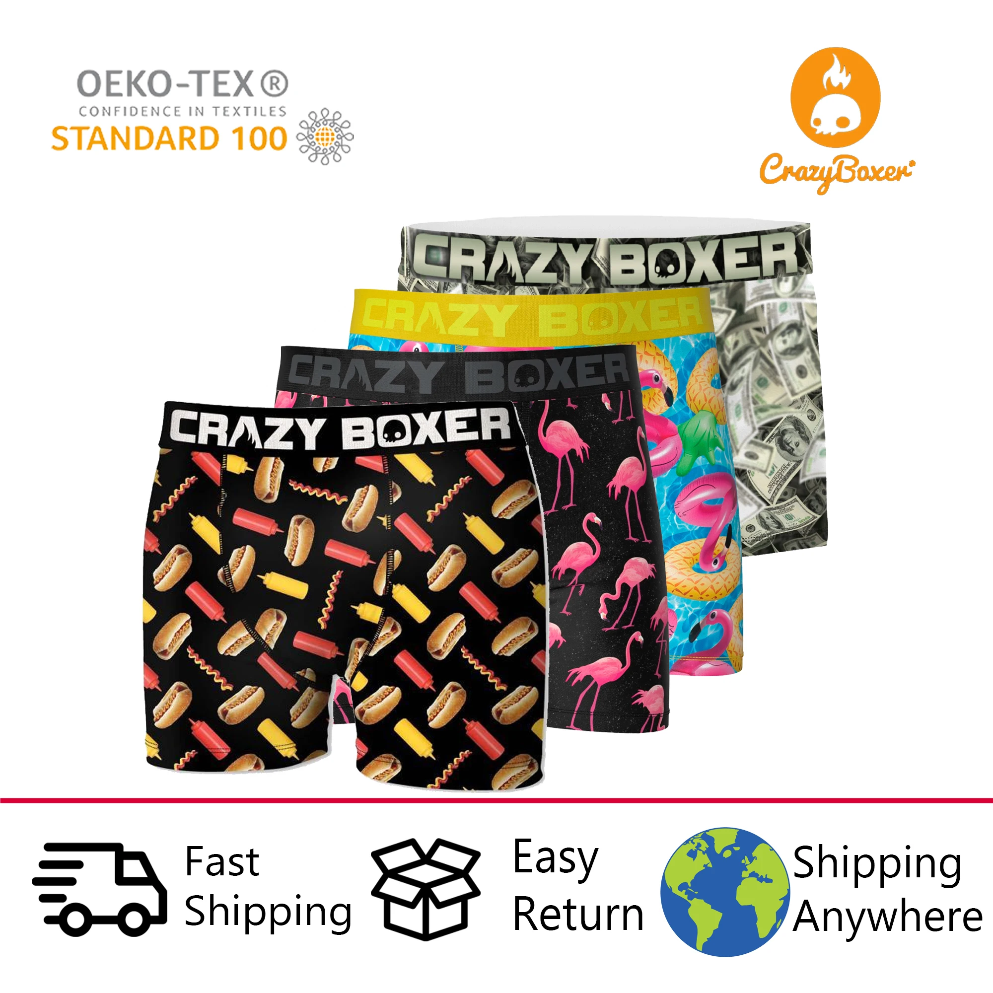 CRAZY BOXER Briefs Men Retro Printed Microfiber Briefs in Various