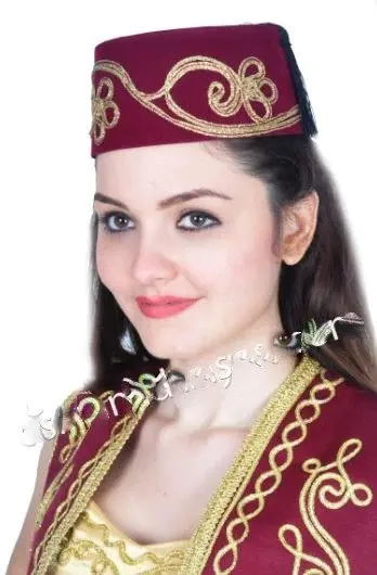 

Прекрасная османка Феи бордовый красный (вышивка аутентичная фольклорная Турецкая Фес, Восточная таробош, экзотическая Османская шляпа