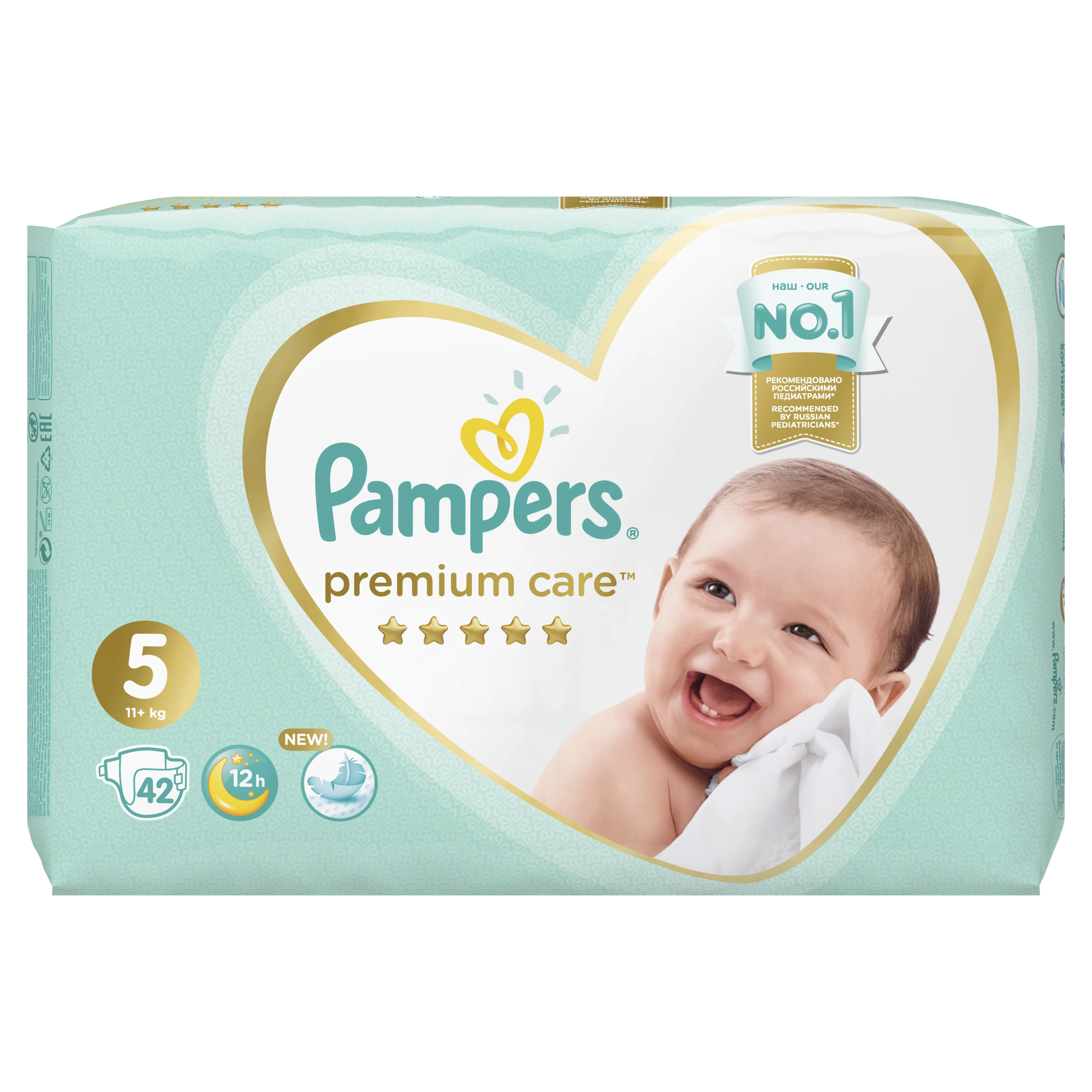 Подгузники Pampers Premium Care Размер 5, 11-16кг, 42шт