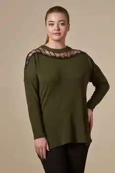 

RMG Women Collar Tulle Detailed Blouse 6445