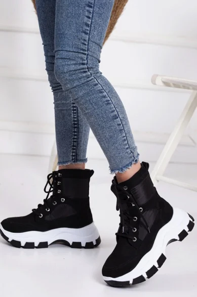 Botines con cordones para mujer, botas cálidas con bolsillo, con correa de  hebilla, suela gruesa, a la moda|Botas hasta el tobillo| - AliExpress