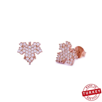 

Leaf Design Turkish Handmade 925 Sterling Silver Stud Earrings Autumn Leaf Earring