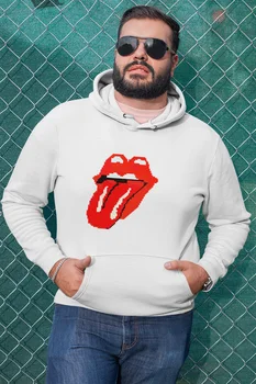

Angemiel Wear Rolling Stones Pixel Art White Men 'S Hooded Sweatshirt
