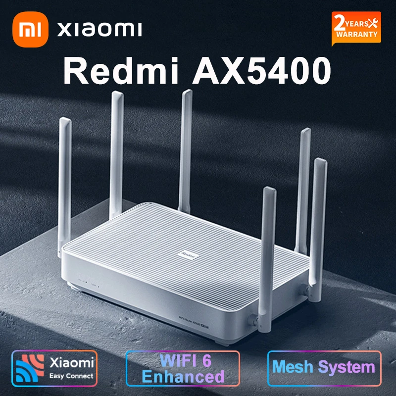 Xiaomi Redmi AX5400 Wifi Router Mesh System WiFi 6 4K QAM 160MHz High Bandwidth 512MB Memory for Home Work With Xiaomi App