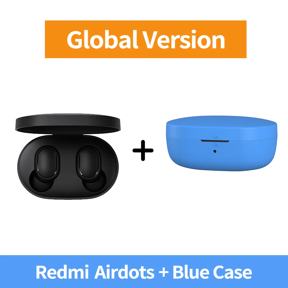 Оригинальные наушники Xiaomi Redmi Airdots беспроводные наушники Голосовое управление Bluetooth 5,0 шумоподавление управление IPX4 - Цвет: GN Add Blue Case