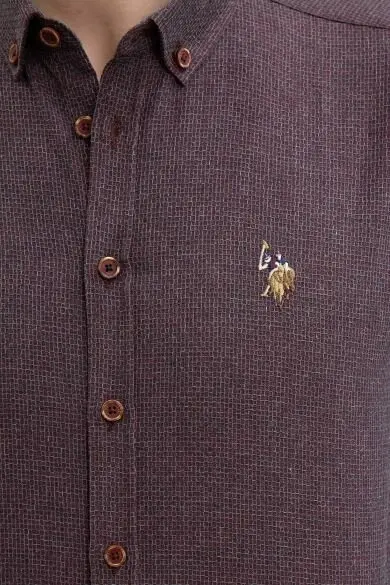 Burgundy U.S. POLO ASSN. Кареточная ткань обычная рубашка - Цвет: Burgundy