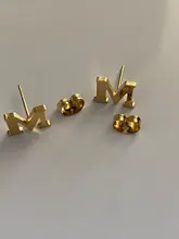 De acero inoxidable 26 A-Z inicial Pendientes con pasador en forma de letra pequeña bricolaje alfabeto nombre joyas piercings Pendientes de botón Pendientes Brincos