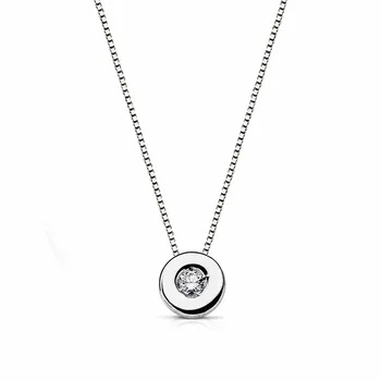 

Pendant 18k white gold chain 41.5cm. Bright 0.05ct [AA1797]