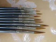 9 Uds pelo de comadreja de libro de línea cepillo pintura óleo Guache pintura línea de gancho pluma durable de plata fina de pluma de arte