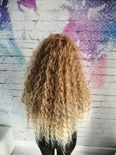 FASHION IDOL-extensiones de pelo sintético Afro para mujer, Pelo Rizado mechones Rubio degradado 24-28 pulgadas, resistente al calor, 6 uds.