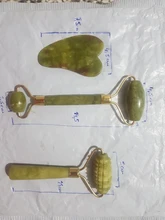 Rodillo de Jade para masaje Facial, masajeador verde de piedra Natural, levantamiento de cuello y cara, herramientas de cuidado de la piel, 2 uds.