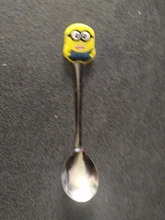 Cubertería de acero inoxidable con dibujos animados para bebé, cuchara de silicona suave, cuchara de alimentación