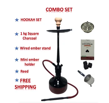 

Portable Hookah Big Shisha, Pipe Combo Set, Chicha Narguile Hose Bowl Tong Charcoal Tray Accessories for Gift