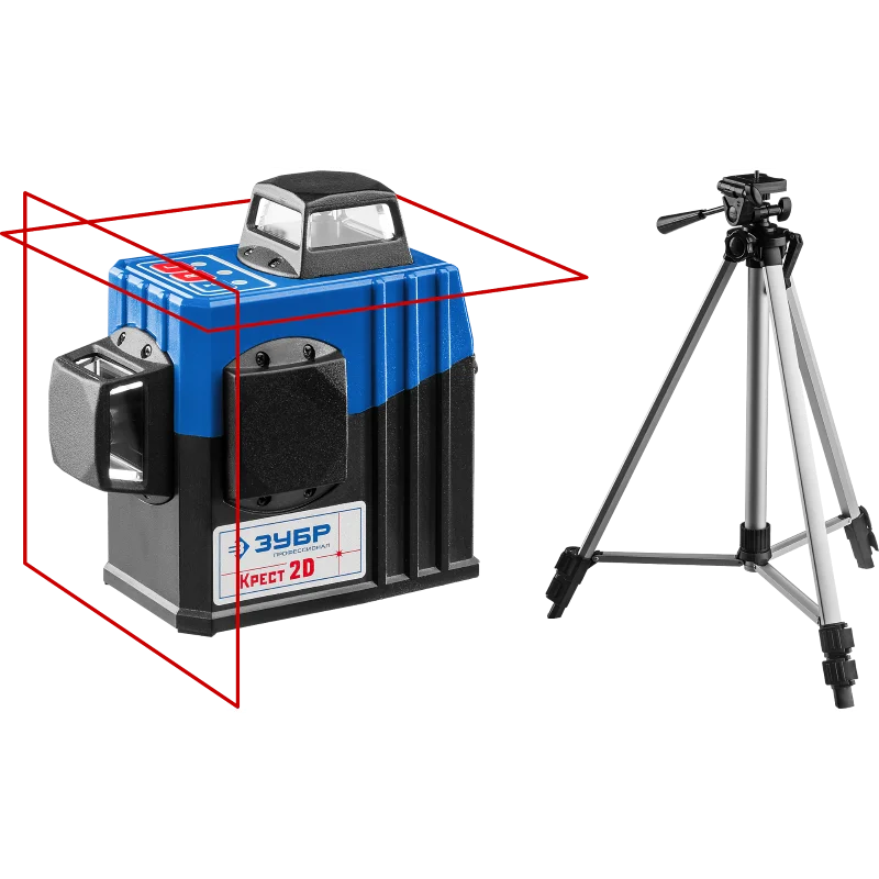 34907-2 ЗУБР КРЕСТ 2D №2 нивелир лазерный 2х360°, 20 м/70 м, точн.+/-0.3 мм/м, штатив