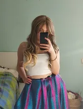 ALAN EATON-Peluca de cabello sintético para mujer afroamericana, cabellera artificial largo ondulado con flequillo, fibra resistente al calor, color marrón, fiesta de Cosplay