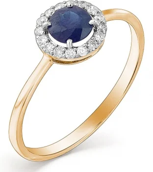 

Master brilliant ring with sapphire and diamonds in red gold