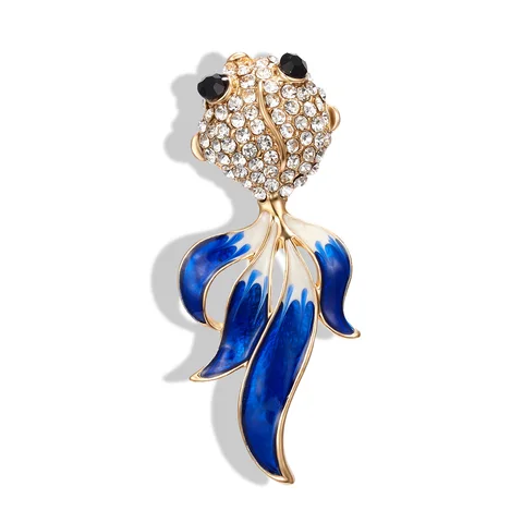 Gold Fish Brooches For Women Cute Sea Snail Aquatic Animal Rhinestone Design Brooch Lapel Pin  Jewelry Gifts Accessories