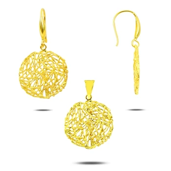 

Kutaydan Matt Patterned Bird 'S Nest 925 Sterling Silver Set Made in Turkey