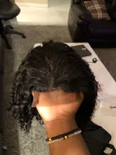 Mishell Rizado corto Bob-pelucas de cabello humano con encaje Frontal 13x4, prearrancado, para mujeres negras, peluca Virgin con ondas de agua profunda