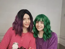 MSIWIGS-Peluca de pelo corto ondulado para mujer, pelo sintético Bob, púrpura, rojo, verde, marrón, azul y negro con explosión para niña