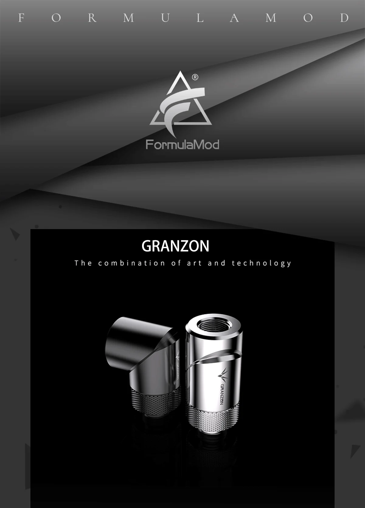 Granzon Fitting In 4 Pcs/Set , Multi-angle/Anti-off Hard Tube Adaptor, Brass Black/Silver G1/4" Rotary Connector, Revolvable Adjustable For Water Cooling, GD-SK GD-X GD-90 GD-45 GD-FT14  