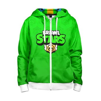 

Children's sweatshirt 3D with zipper Brawl Stars Leon (Hood)