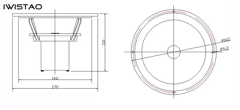 IWISTAO HIFI 6.5 Inch Full Range Speaker Unit 25W