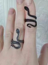 Nuevo Retro Punk personalidad exagerada serpiente anillo ajustable con apertura de la joyería