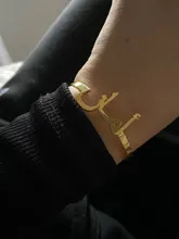 Pulsera de acero inoxidable personalizable con nombre para niños, brazalete con nombre ajustable, regalo personalizado