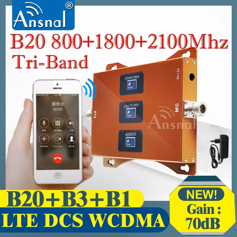 BigSale!!4G Repeater B20 800 1800 2100Mhz Tri-Band