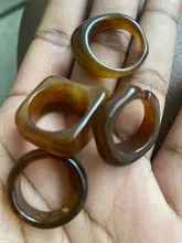 HUANZHI-Conjunto de anillos redondos de resina acrílica para mujer, colorido, Diamante de imitación cuadrado geométrico, regalo de viaje, 2021