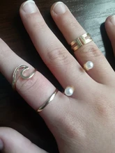 Conjunto de anillos de perlas de Color dorado y plateado bohemio para mujer, sortija abierta con giro geométrico, anillo abierto, joyería con abalorio