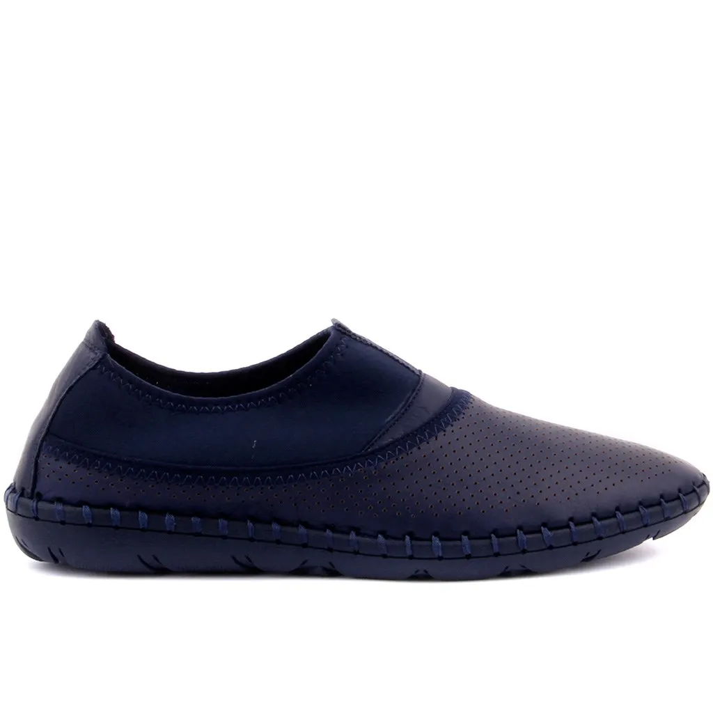 Sail Lakers-Navy Blue Leather Men 'S Casual Shoes