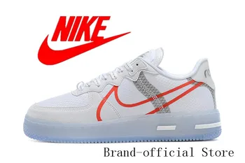 

Original Nike Air Force 1 React QS side Swoosh logo men's and women's casual sneakers black white Size 36-46