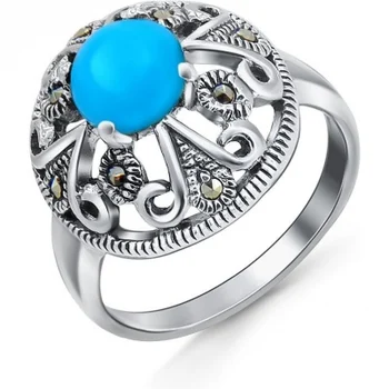 

Silver Wings ring with marcasite and turquoise in silver