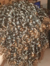 NNZES-peluca Afro rizada para mujeres negras, pelo largo sintético con flequillo, color negro y gris, 14 pulgadas