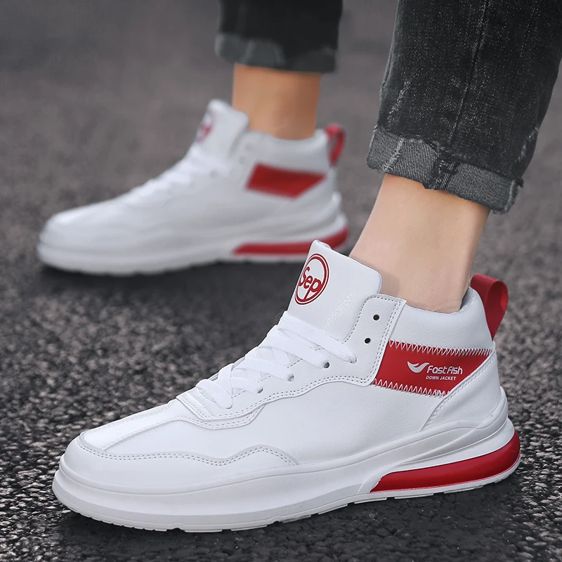 

Men's Shoes Winter 2019 New Trend All Matching Basic Street Shot White Shoes Male Youth Students Flat High-top Shoes Size 39-44