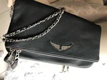 Alas decoradas bolso de un solo hombro de mujer casual moda desenfadada dos cadenas Bolsa Bandolera bolsos de cuero