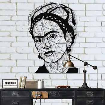 

Metal Wall Art - Geometric Frida Kahlo Design - Metal Wall Decor, Office Home Living Room Interior Decoration, Frida Line Art
