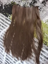 MERISI-extensiones de cabello sintético para mujer, 5 Clips, pelo largo recto, pelo falso, color negro