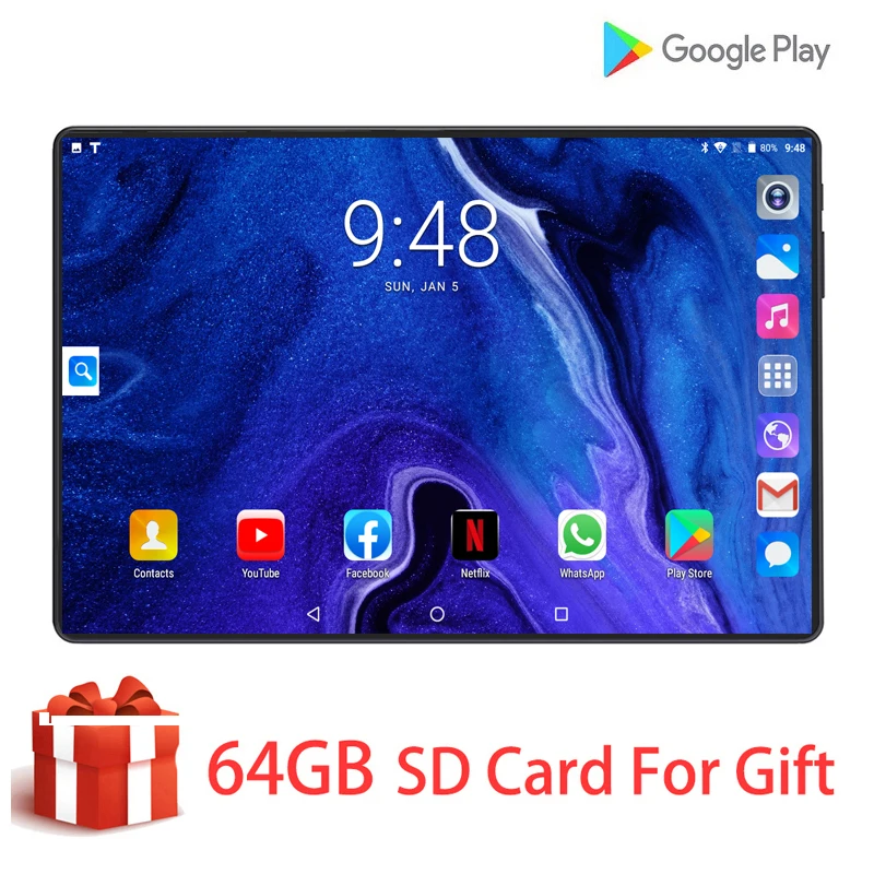 

Original Tempered Glass 2.5D 10 inch Tablet PC Android 9.0 Octa Core 6GB RAM 128GB ROM 1280*800 HD 3G 4G LTE Horn Loud Tablet 10